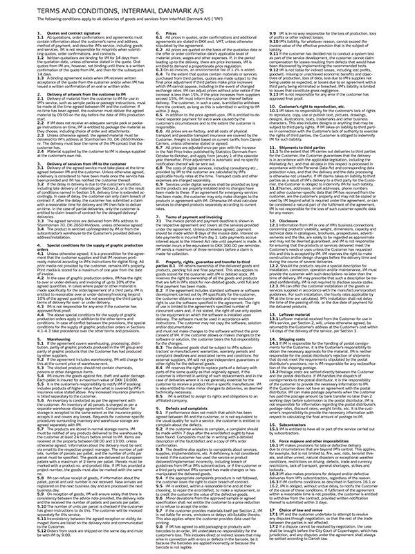 Terms and conditions