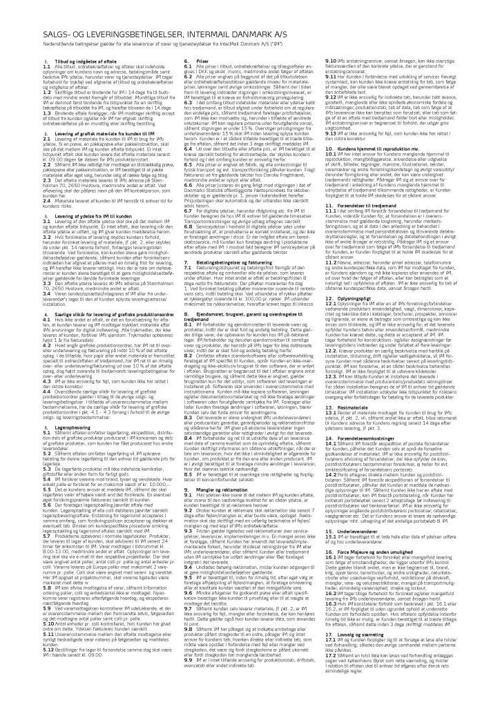 SALGS-OG-LEVERINGSBETINGELSER-INTERMAIL-DANMARK-AS